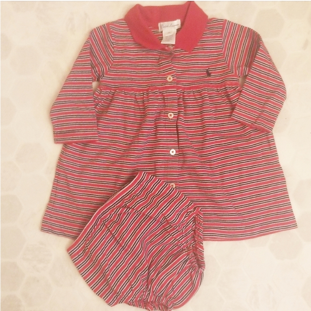 RALPH LAUREN red striped dress set